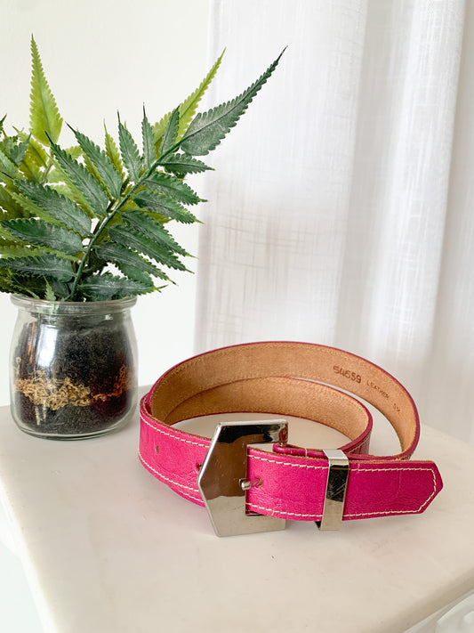 Hot Pink Leather Belt