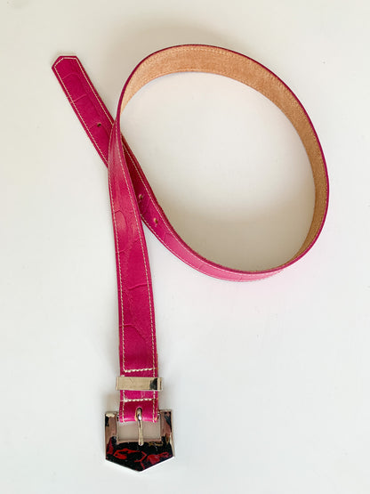 Hot Pink Leather Belt