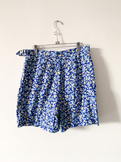 Blue Floral Wrap Skort