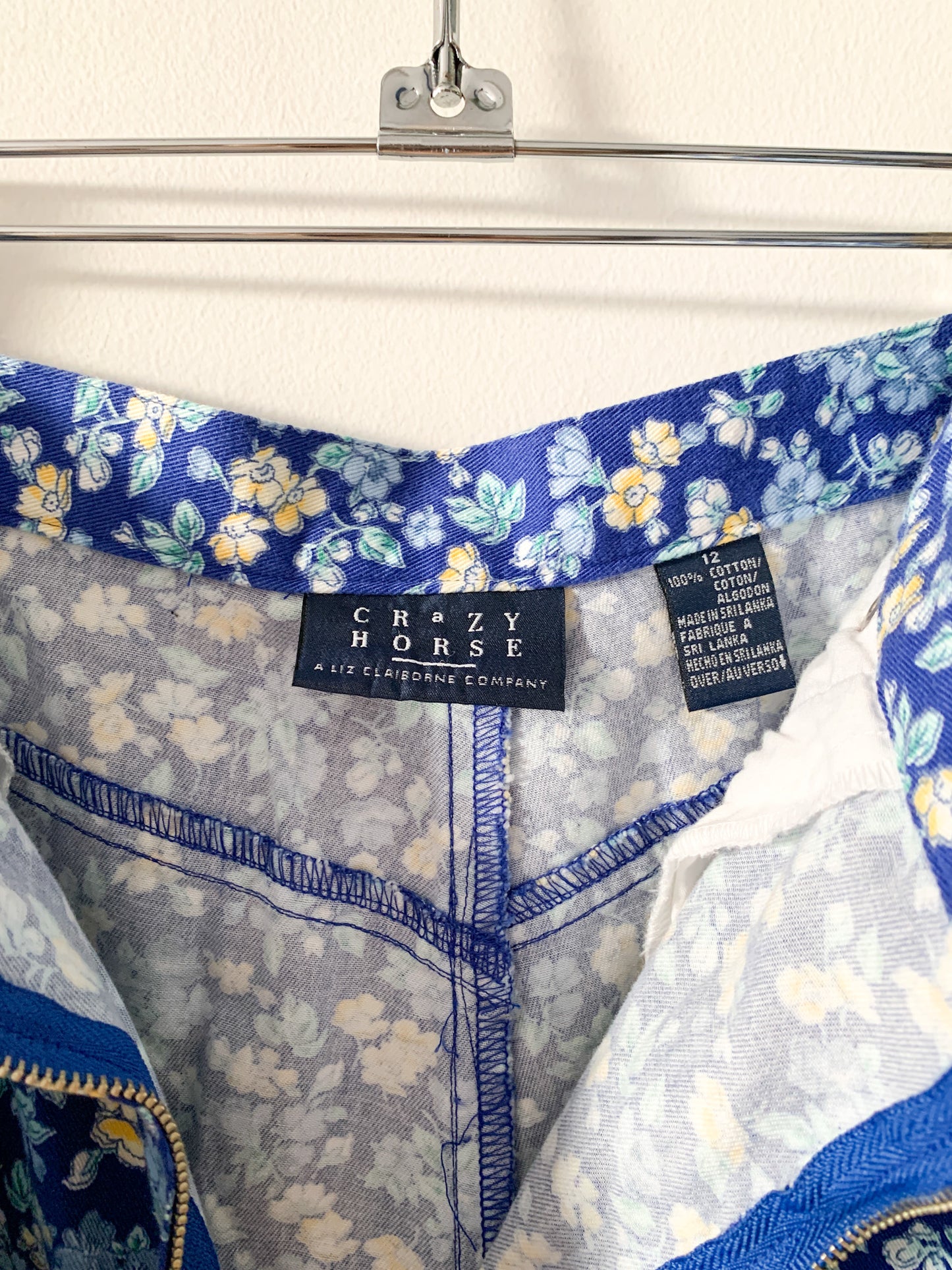 Blue Floral Wrap Skort