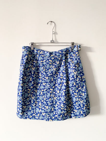 Blue Floral Wrap Skort