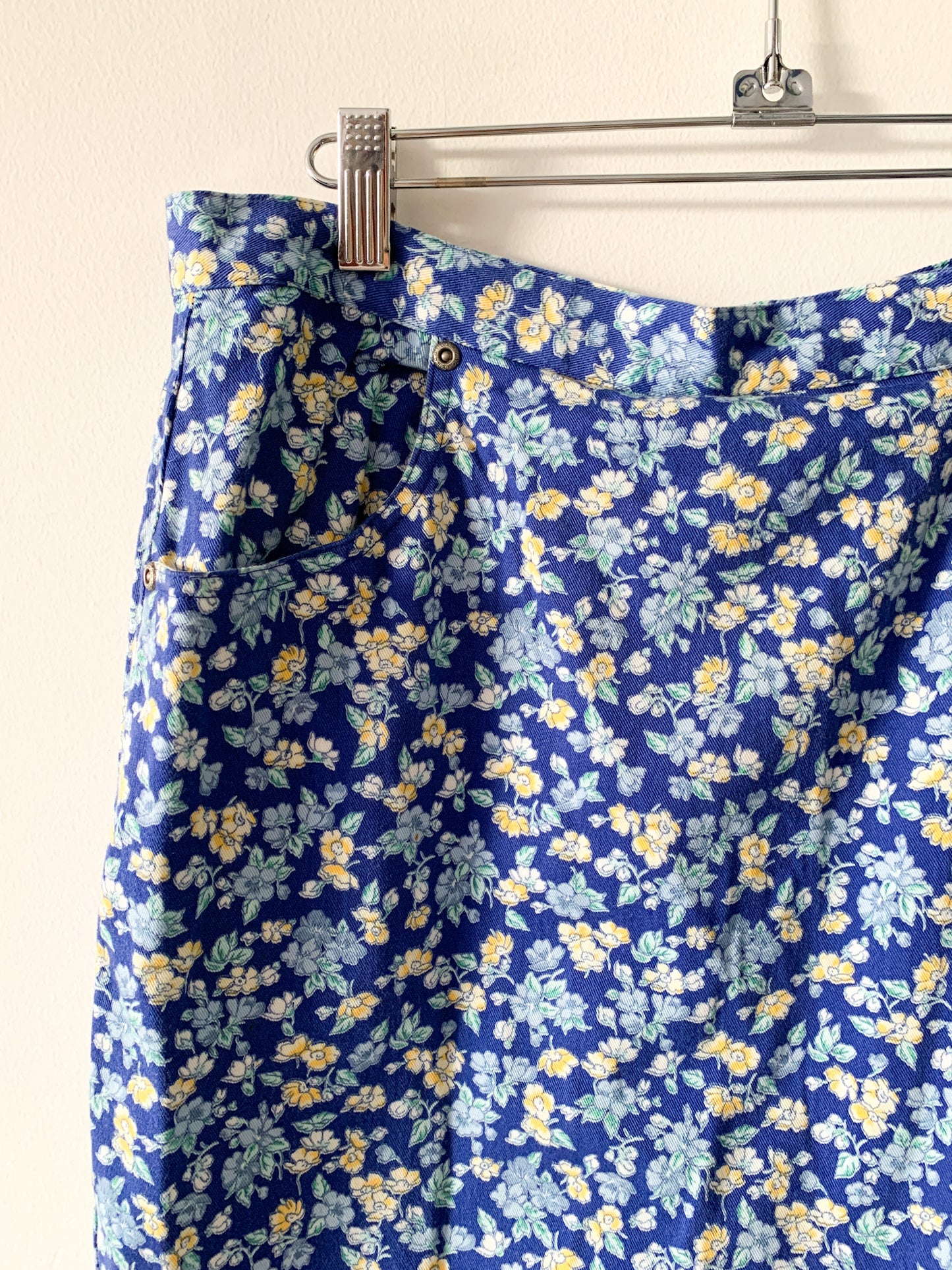 Blue Floral Wrap Skort