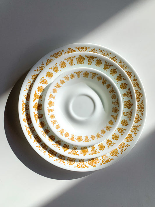 Vintage Corelle Gold Floral Dishware