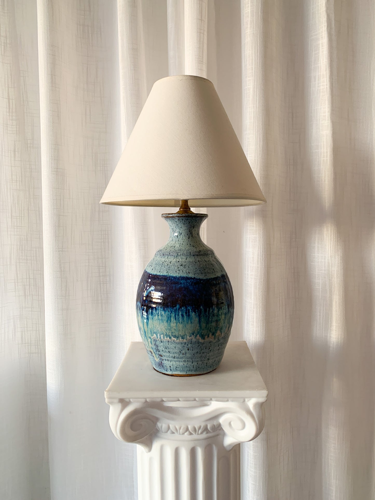 Vintage Blue Ceramic Lamp