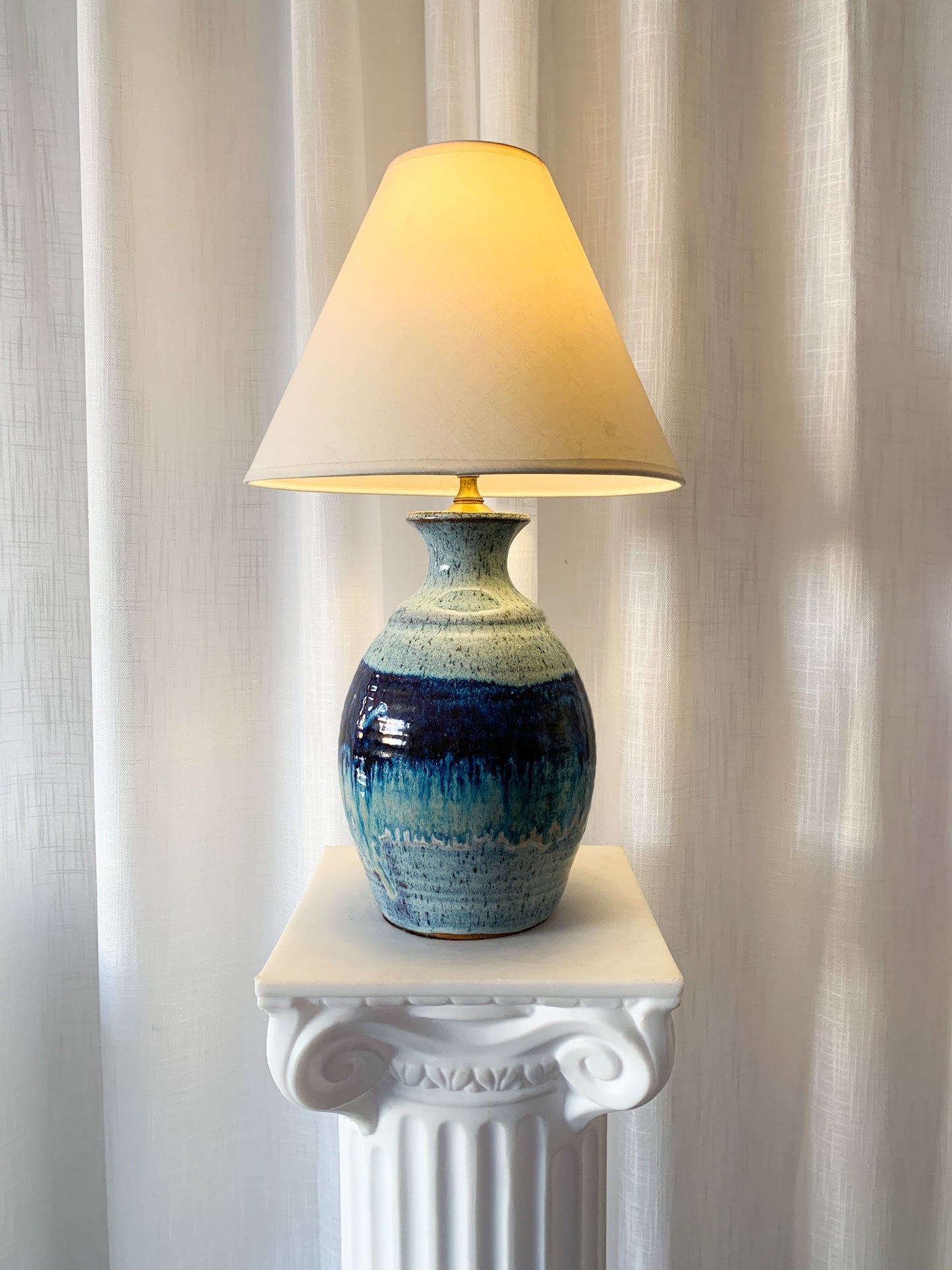 Vintage Blue Ceramic Lamp