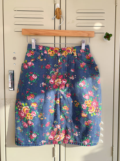 80s Floral Jeanswear Skirt