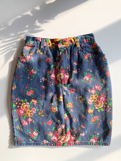 80s Floral Jeanswear Skirt