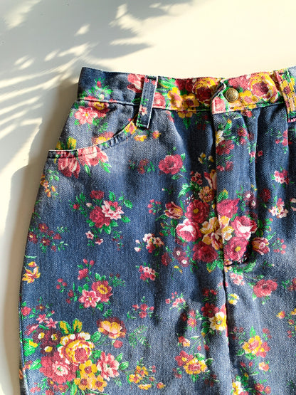 80s Floral Jeanswear Skirt