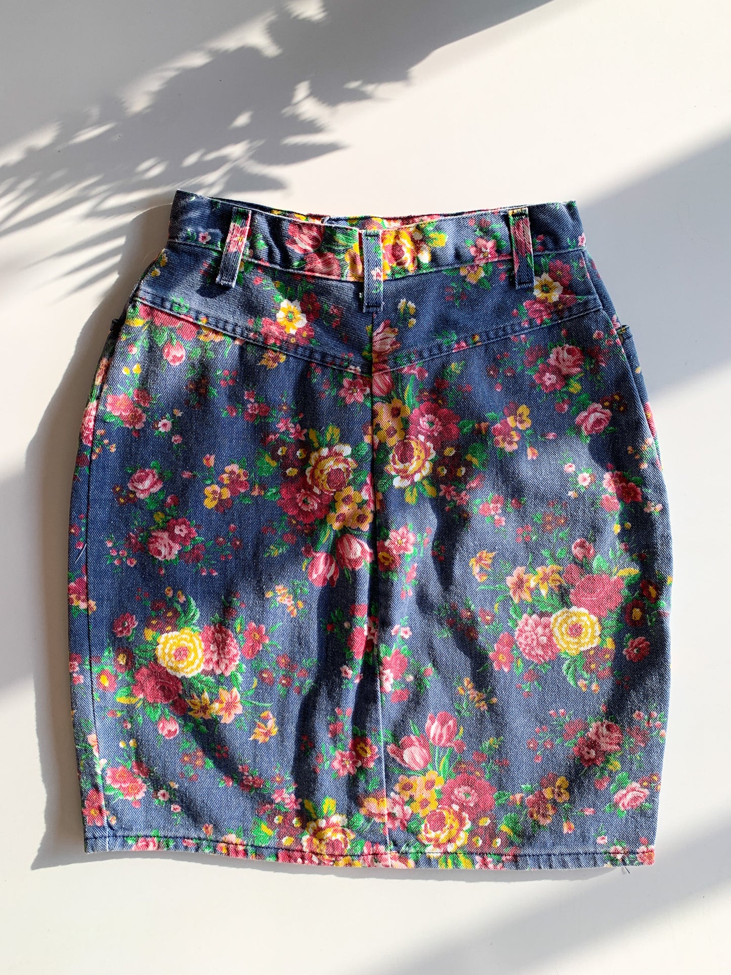 80s Floral Jeanswear Skirt