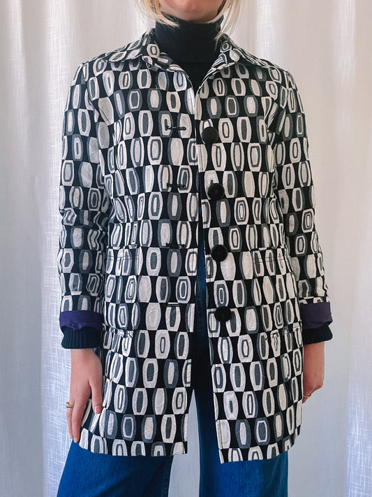 Y2K Mod Geometric Patterned Coat