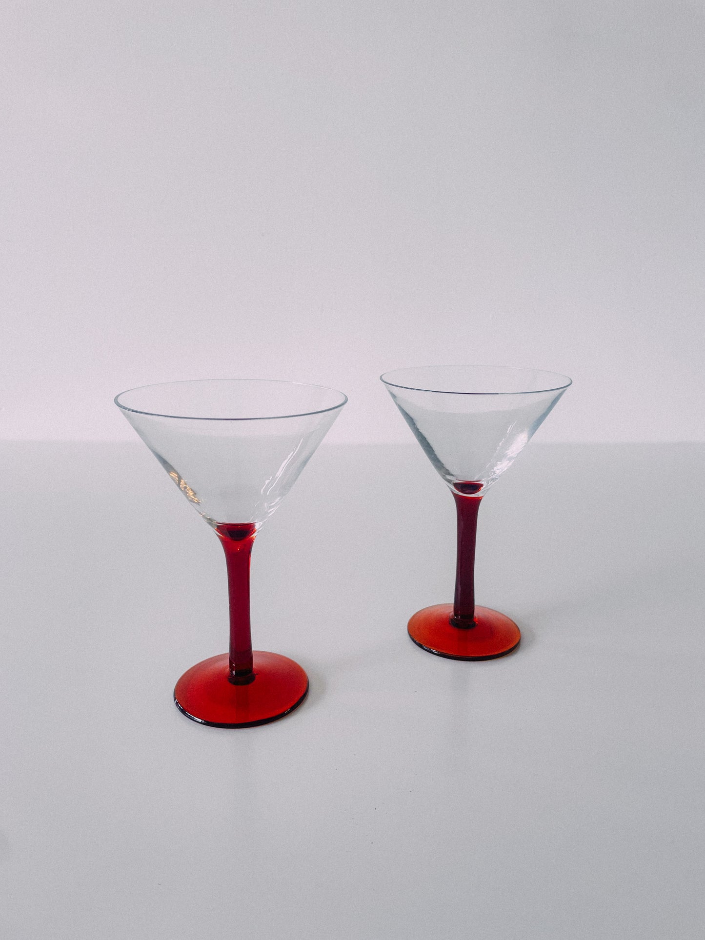 Set of 2 Red Martini Glasses