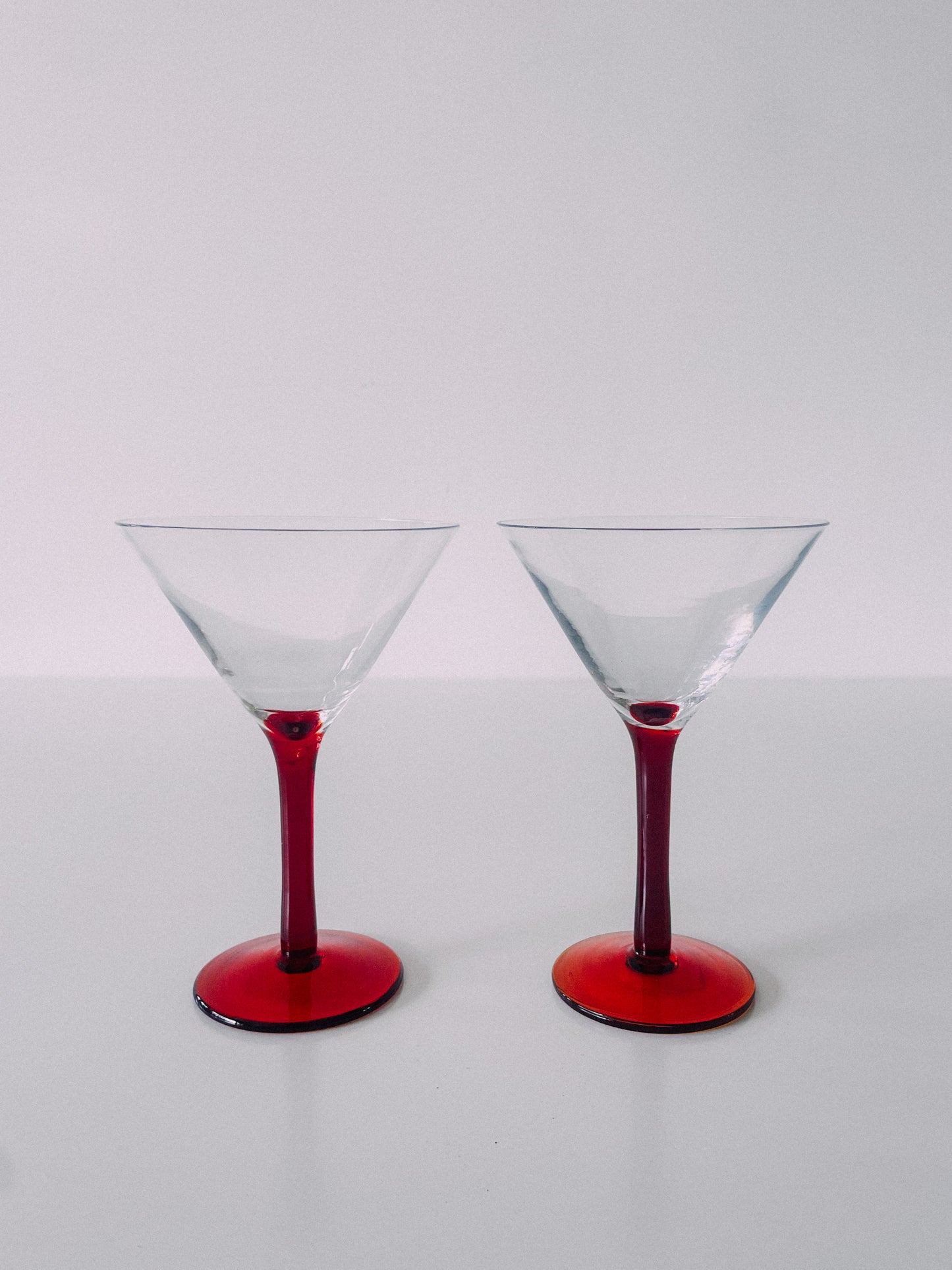 Set of 2 Red Martini Glasses