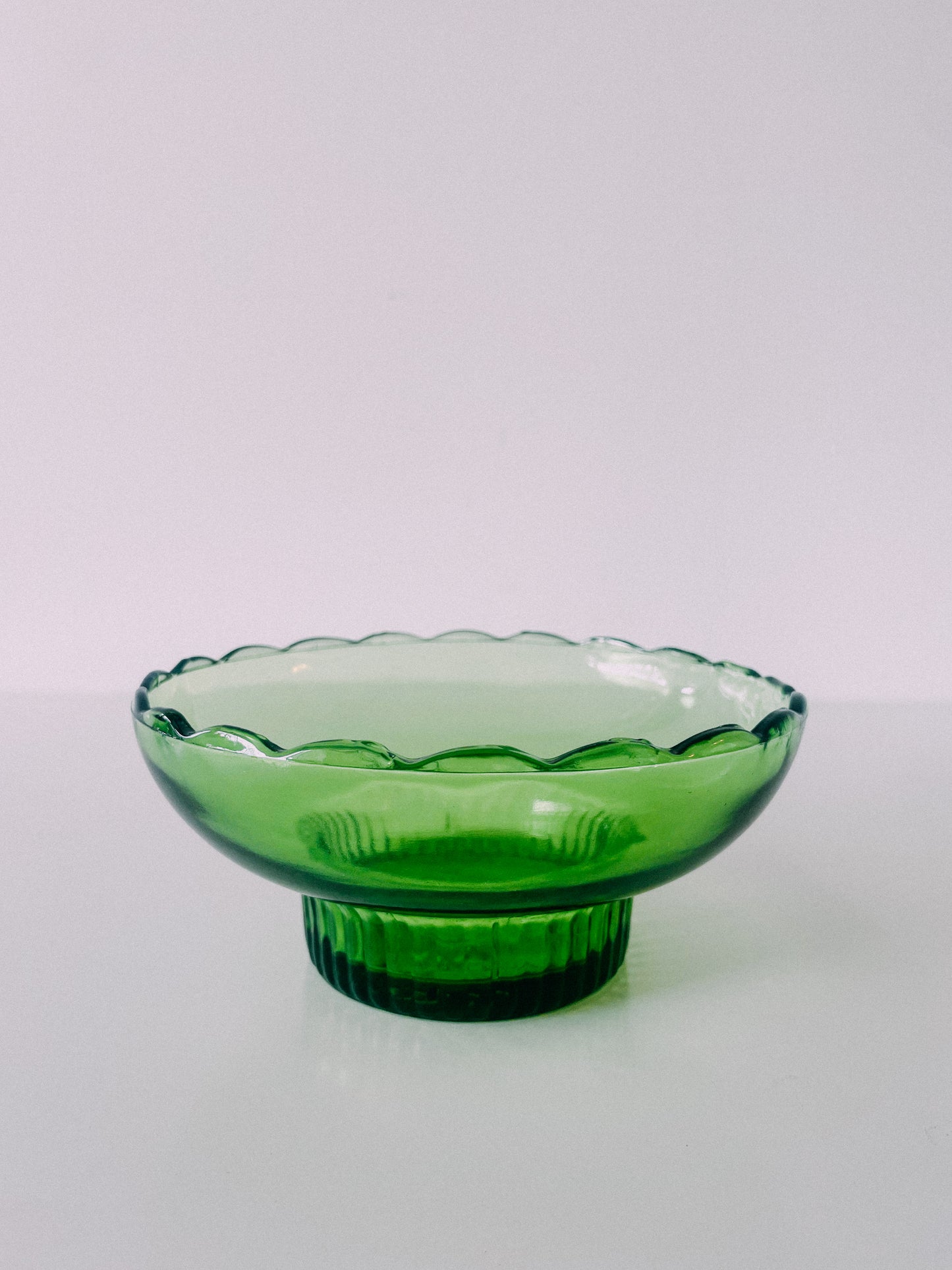 Vintage Green Scalloped Dish