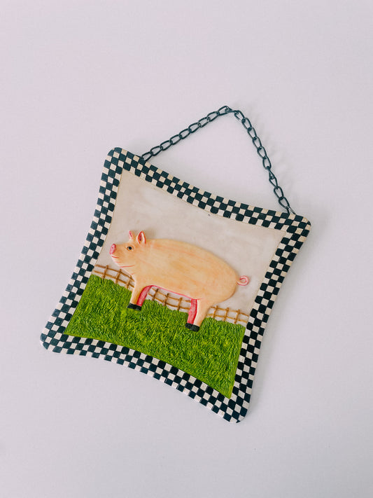 Vintage Country Pig Hanging Trivet