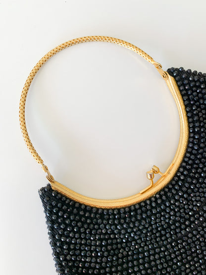 Vintage Black Beaded Evening Bag