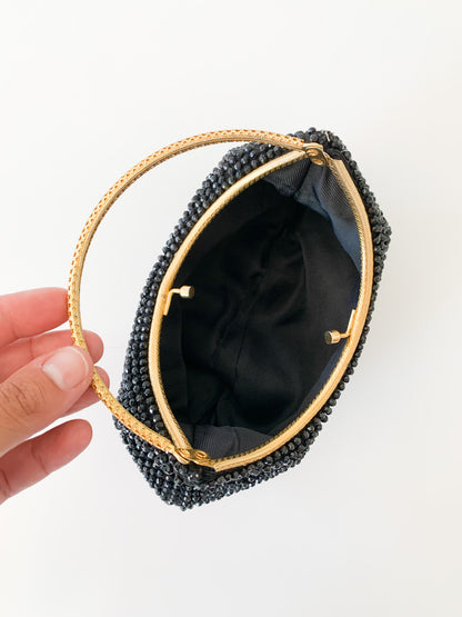 Vintage Black Beaded Evening Bag