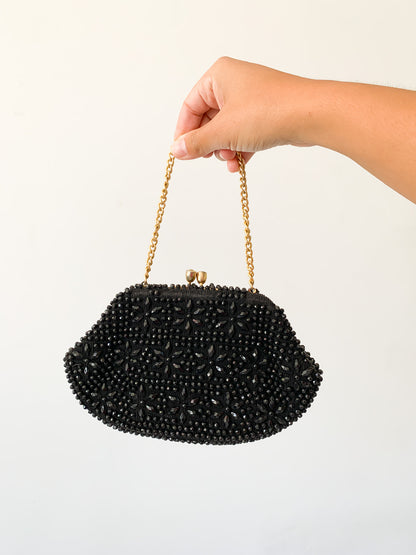 Vintage Millie's Black Beaded Handbag