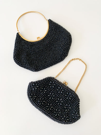 Vintage Black Beaded Evening Bag