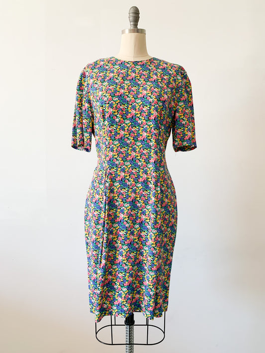 1980s Ditsy Floral Day Dress