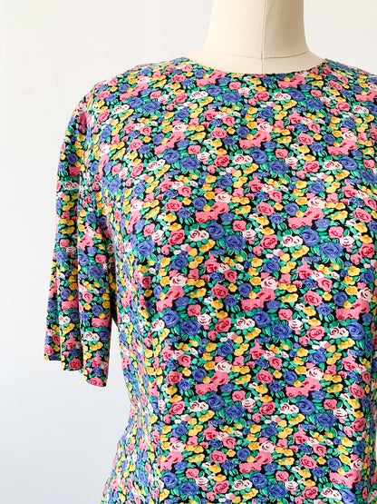 1980s Ditsy Floral Day Dress