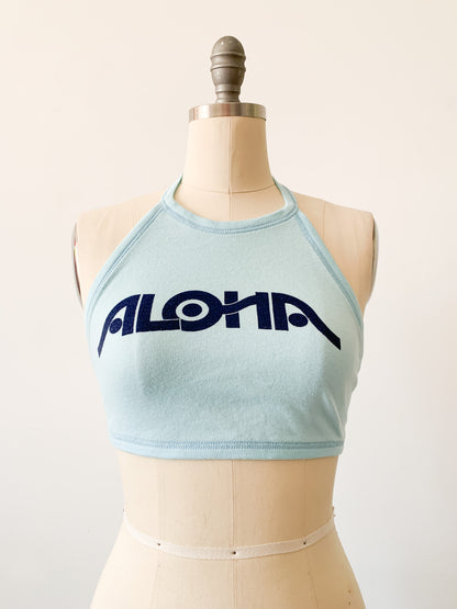 Y2k Aloha Blue Halter Top