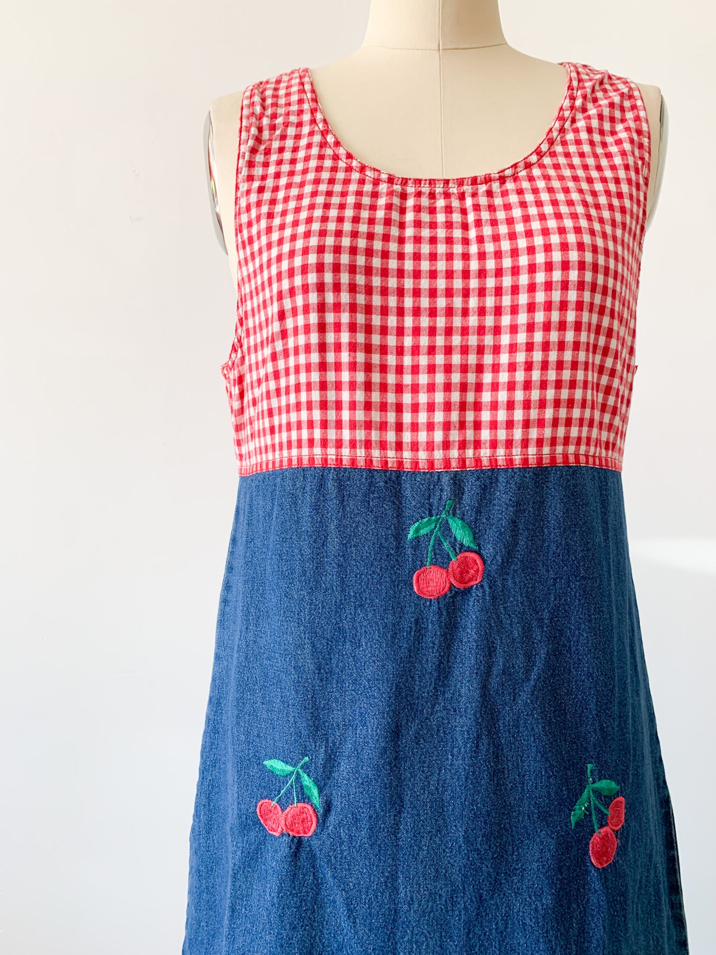 Cherry Picnic Denim Dress