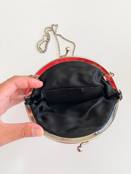 Vintage Black Kiss-Clasp Mini Bag