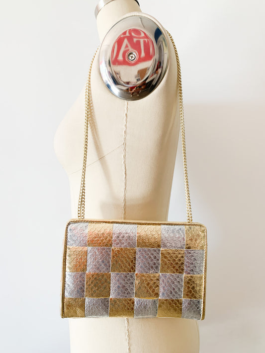 1970s Checkered Clutch Bag