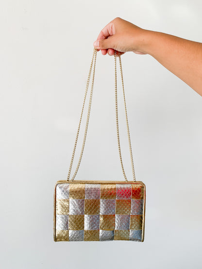 1970s Checkered Clutch Bag