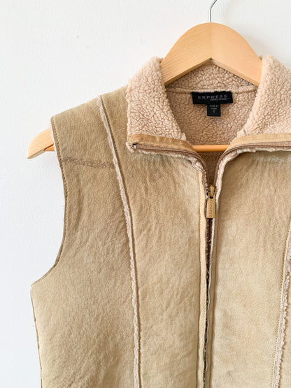 Express Tan Sherpa Vest