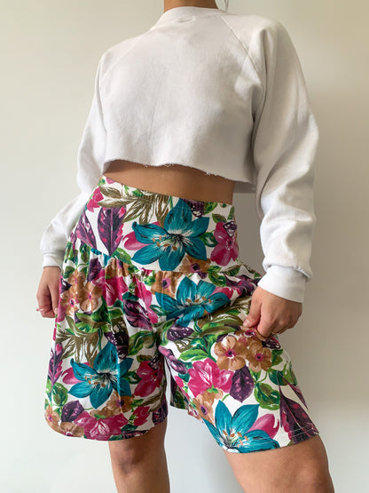 80s Drop Waist Floral Short