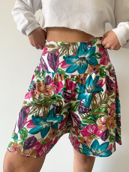 80s Drop Waist Floral Short