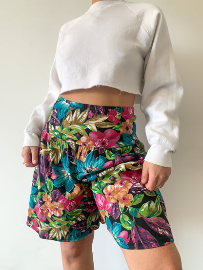 80s Drop Waist Floral Short