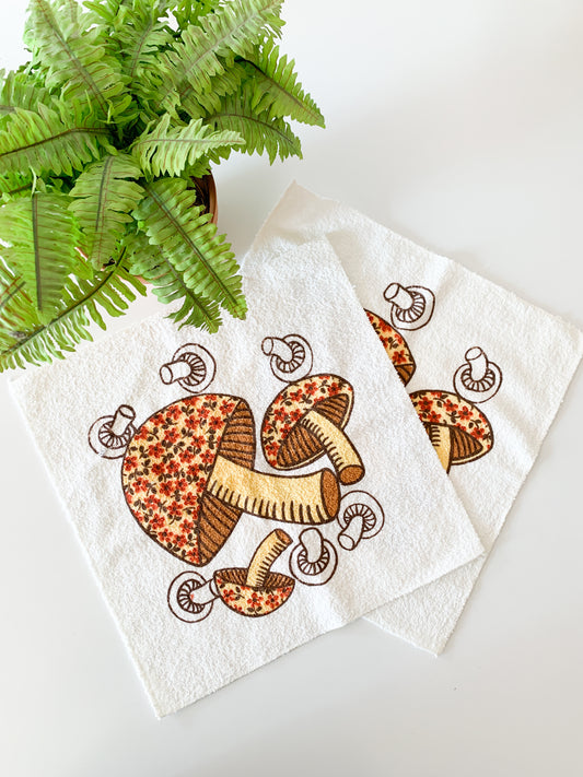 Vintage Mushroom Hand Towels