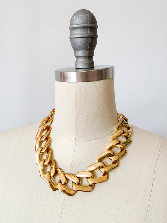 Vintage Chunky Square Chain Necklace