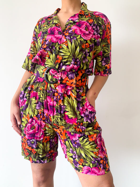 Tropic Floral Belted Romper