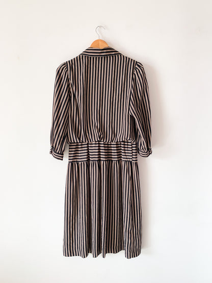 Neutral Striped Collared Dress