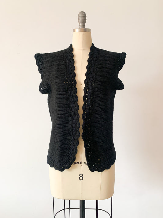 Vintage Black Crochet Vest