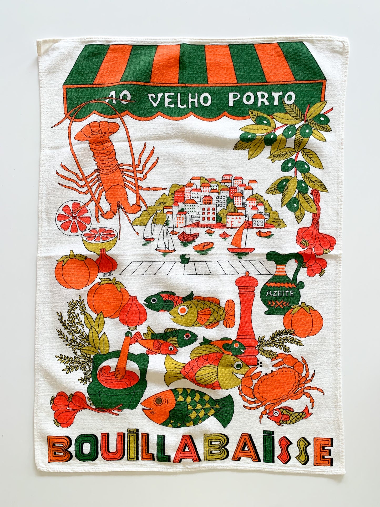 Vintage Brazilian Market Screen Print Tea Towel