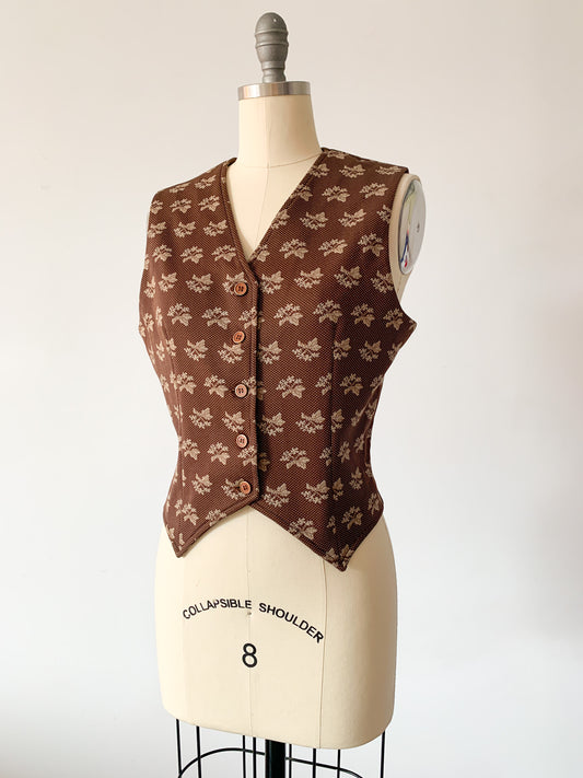 1970s Brown Floral Vest