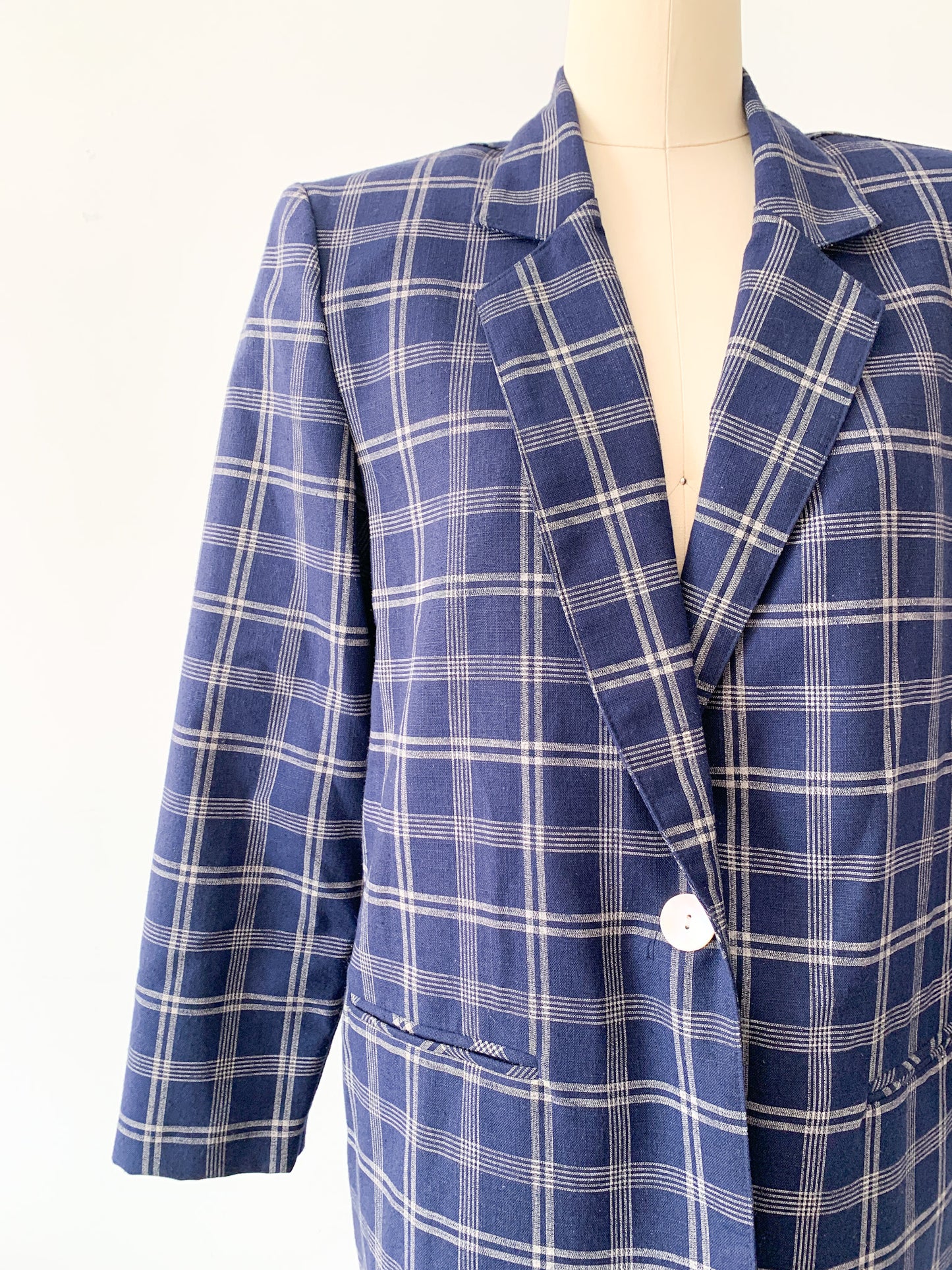 1980s Navy Plaid Blazer