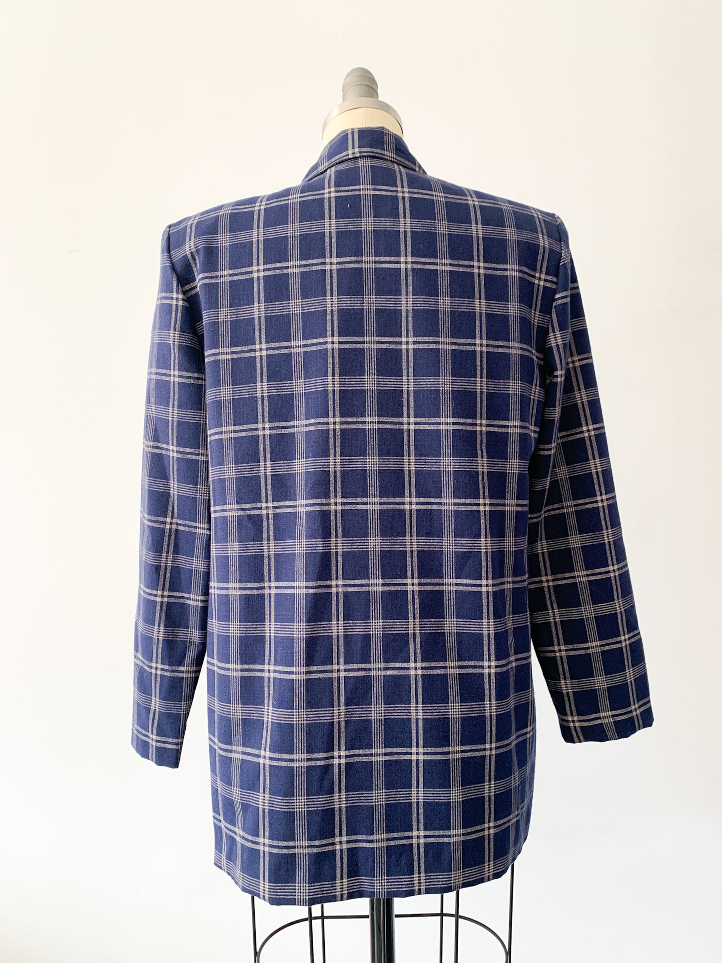 1980s Navy Plaid Blazer