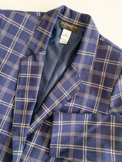 1980s Navy Plaid Blazer