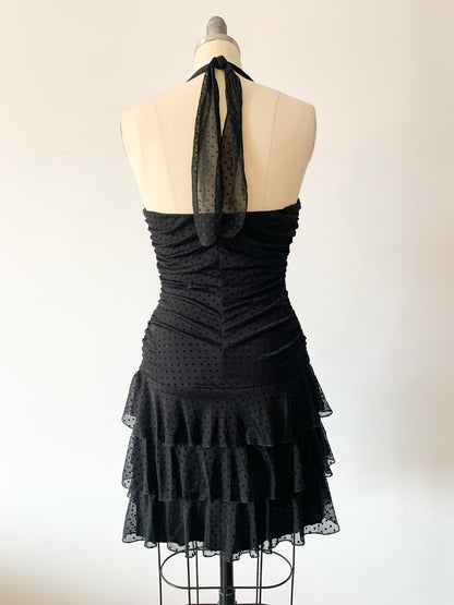 Y2K Black Ruched and Ruffled Dress