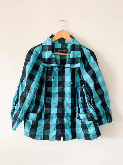 Blue+Black Metallic Gingham Jacket