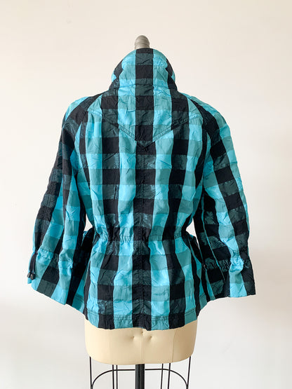 Blue+Black Metallic Gingham Jacket