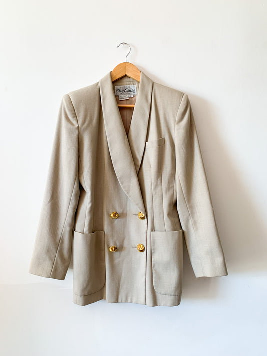 1980s Oleg Cassini Tan Blazer