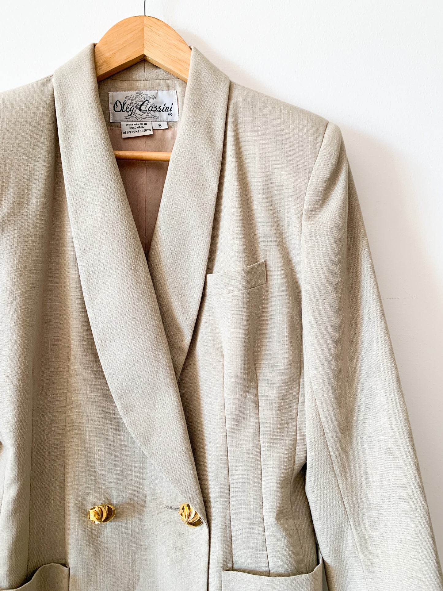 1980s Oleg Cassini Tan Blazer