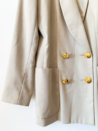 1980s Oleg Cassini Tan Blazer