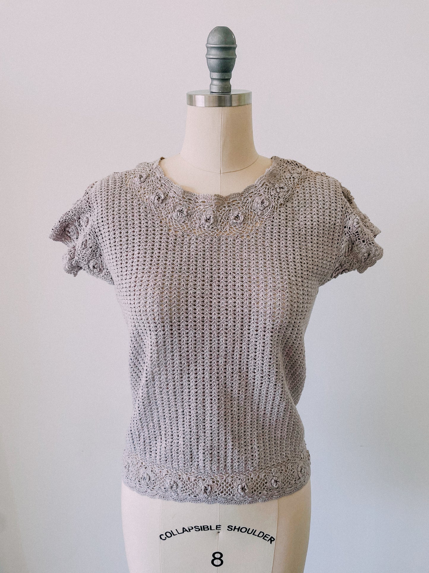 1960s Gray Crochet Top